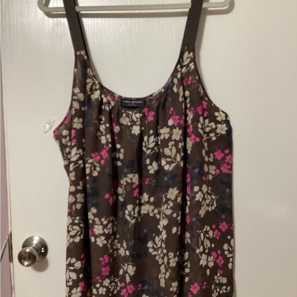 Floral Sleeveless Top - Pink and Brown